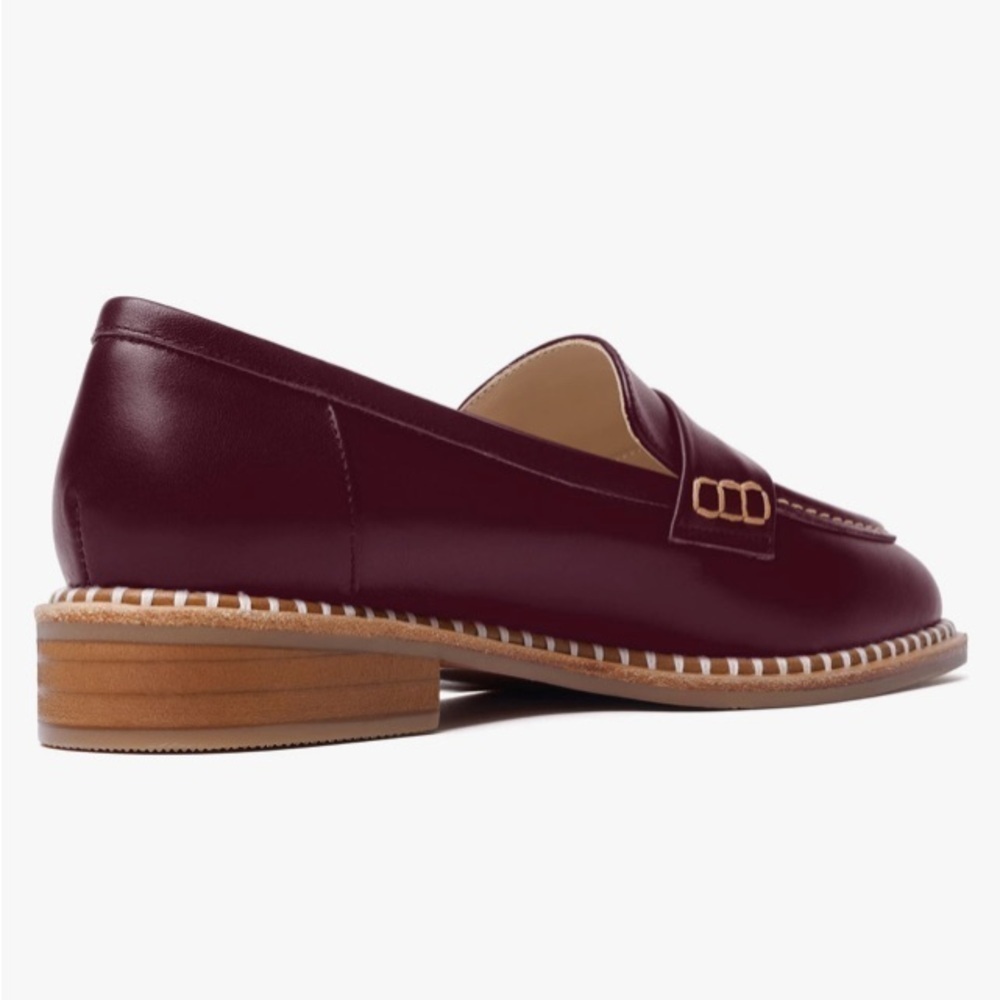 FOGEENA Penny Matte Leather Slip On Round Toe Chunky Loafers 9 Academia Preppy - Picture 9 of 16